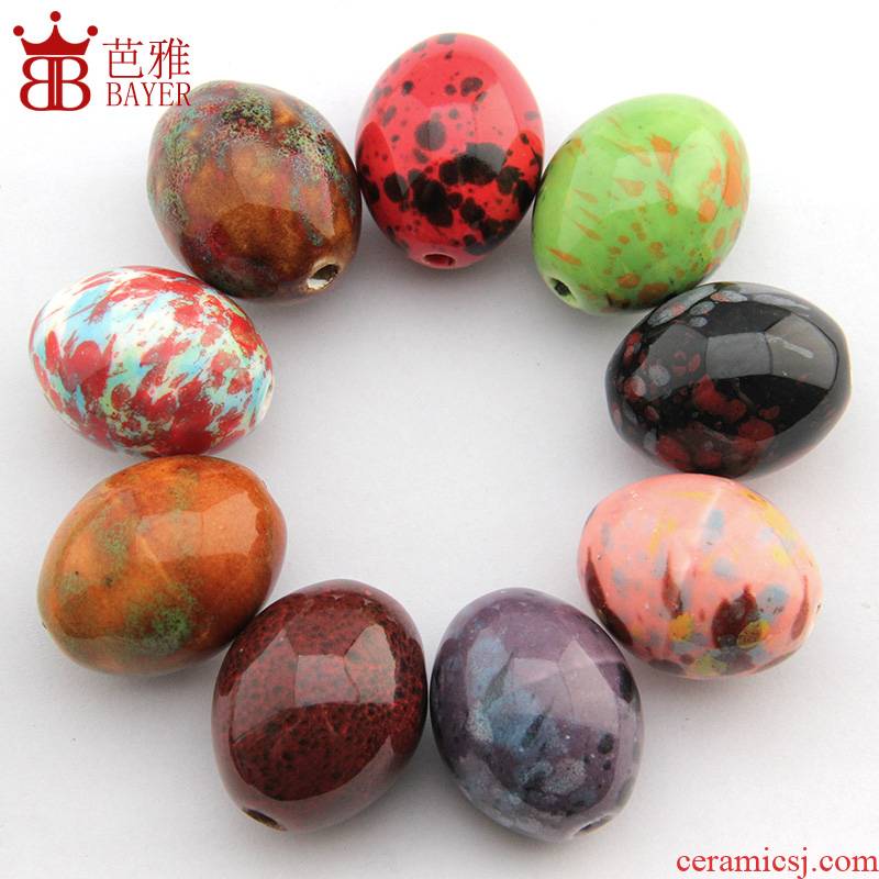 Ba jas Q high - temperature glaze ceramic big beads scattered beads ceramic beads round bead bead string bracelet beads diy accessories accessories