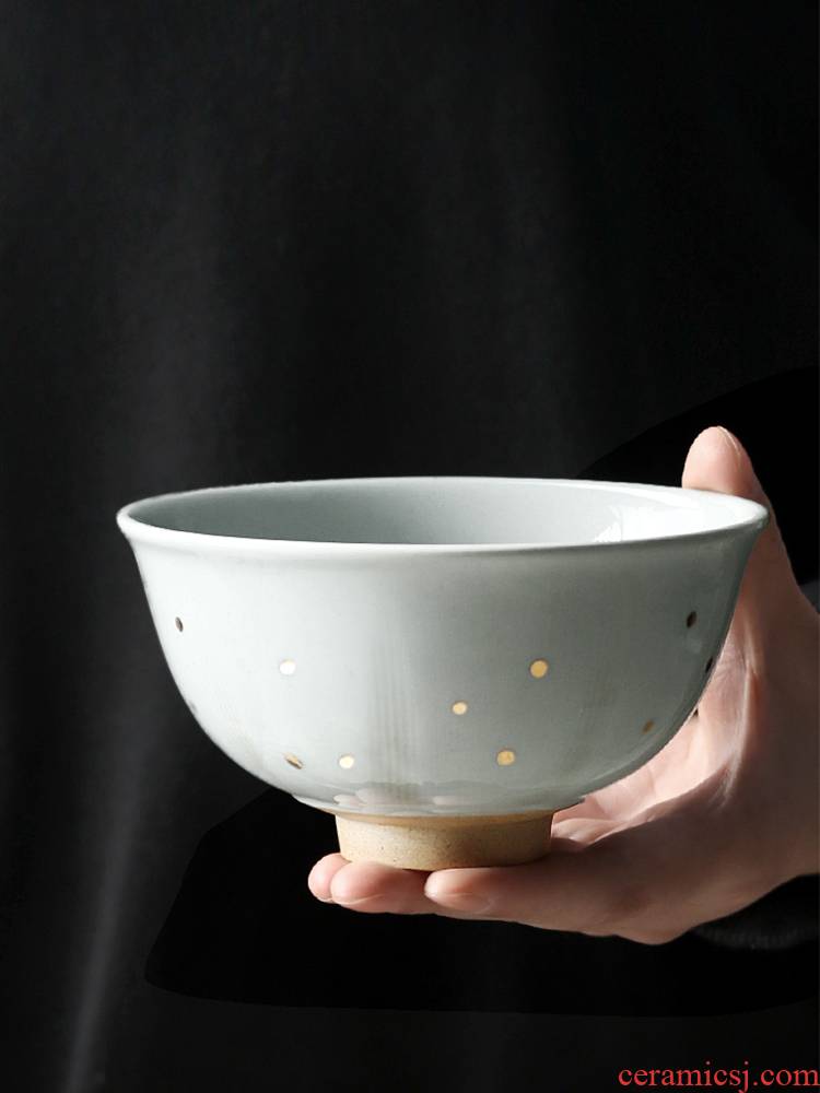 About Nine soil Japanese checking ceramic rice bowl of soup bowl rainbow such as bowl round bowl coarse pottery bowl of restoring ancient ways is a single household tableware originality