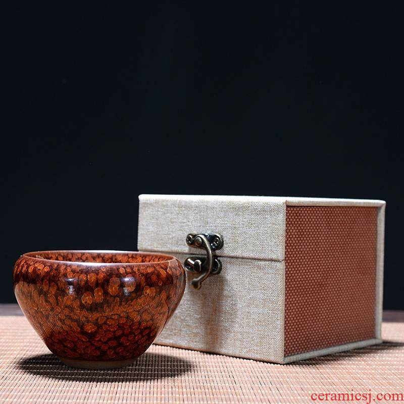 Jinzhan hui shi ceramic sample tea cup temmoku built one master cup small tea cup home of kung fu tea set, single CPU