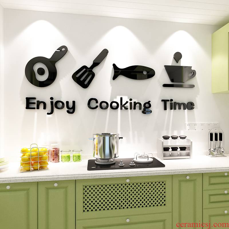 Kitchen countertops glass wall stickers painting 3 d creative restaurant tableware cupboard of Kitchen feel adornment metope ceramic tile