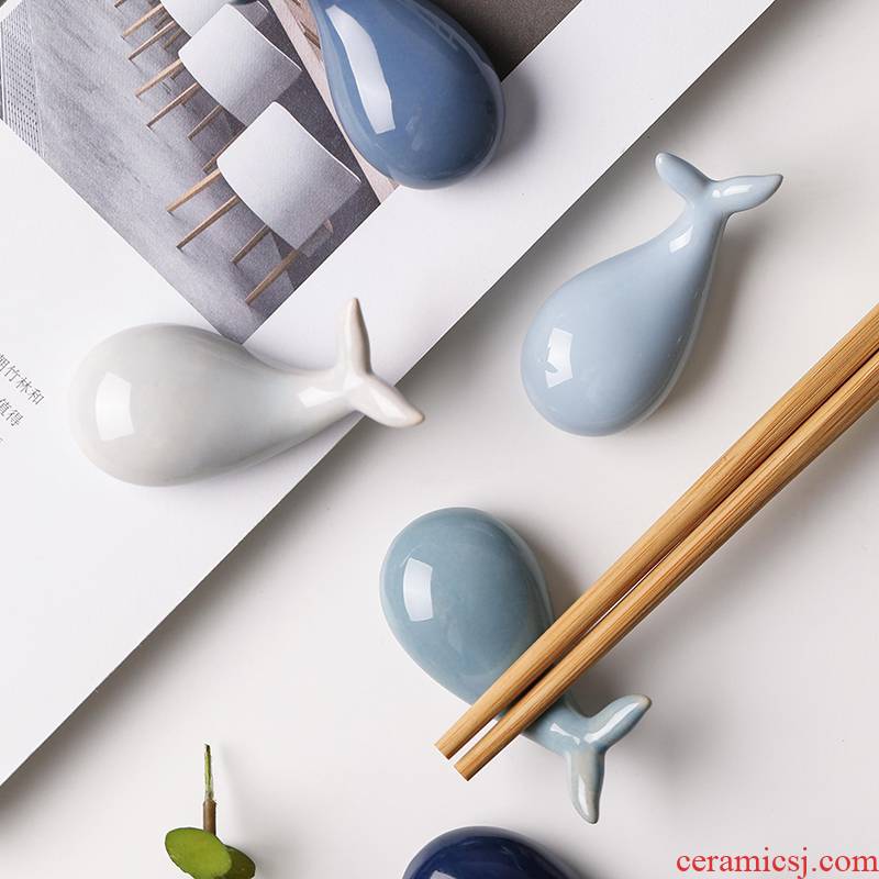 Creative Japanese whale ceramic chopsticks chopsticks frame, lovely spoon holder frame spoon, chopsticks holder frame chopsticks pillow household utensils