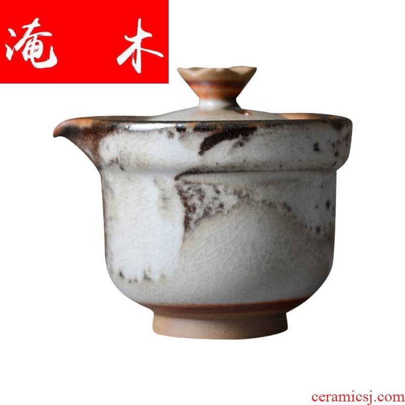 Flooded wooden checking coarse jingdezhen ceramic ink up hand grasp pot pot of coarse pottery cup kung fu crack tea set when restoring ancient ways