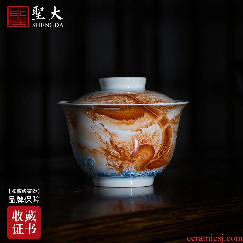 St large ceramic three tureen hand - made heavy industry alum red see colour longteng everywhere without tureen manual of jingdezhen tea service