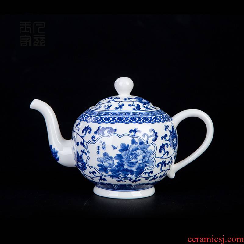 Poly real view jingdezhen blue and white porcelain ceramic teapot home office teapot Chinese kung fu tea set with filtering