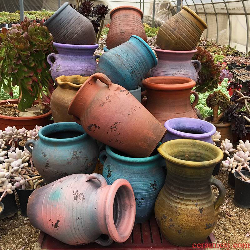 Terra cotta appeared breathable ceramic large flower pot beautiful retro super large diameter fleshy household estivate household flower pot