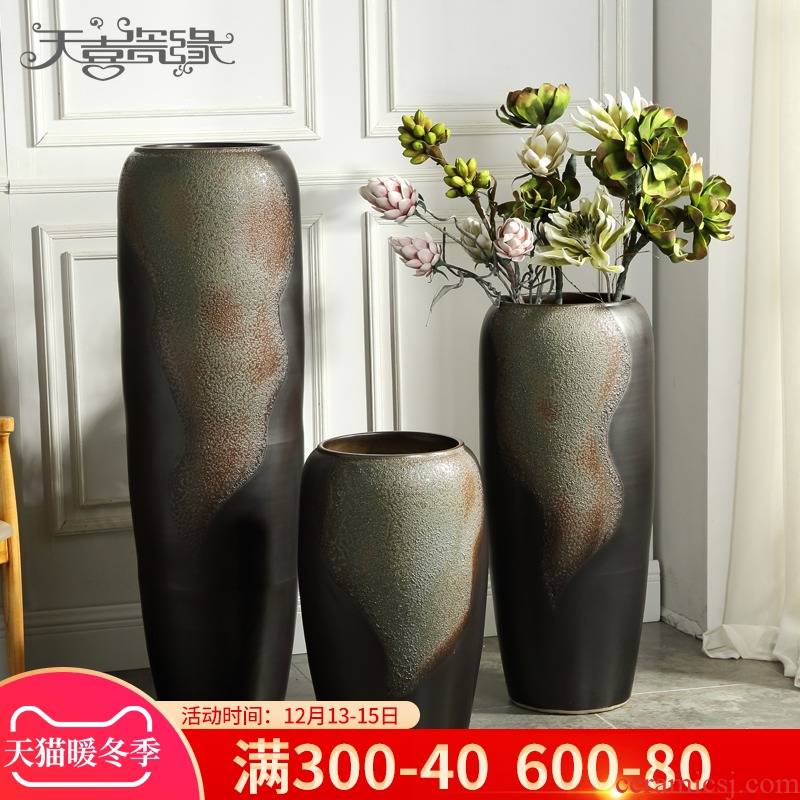 Jingdezhen ceramic floor big vase furnishing articles of modern European American club hotel in the living room window flower POTS