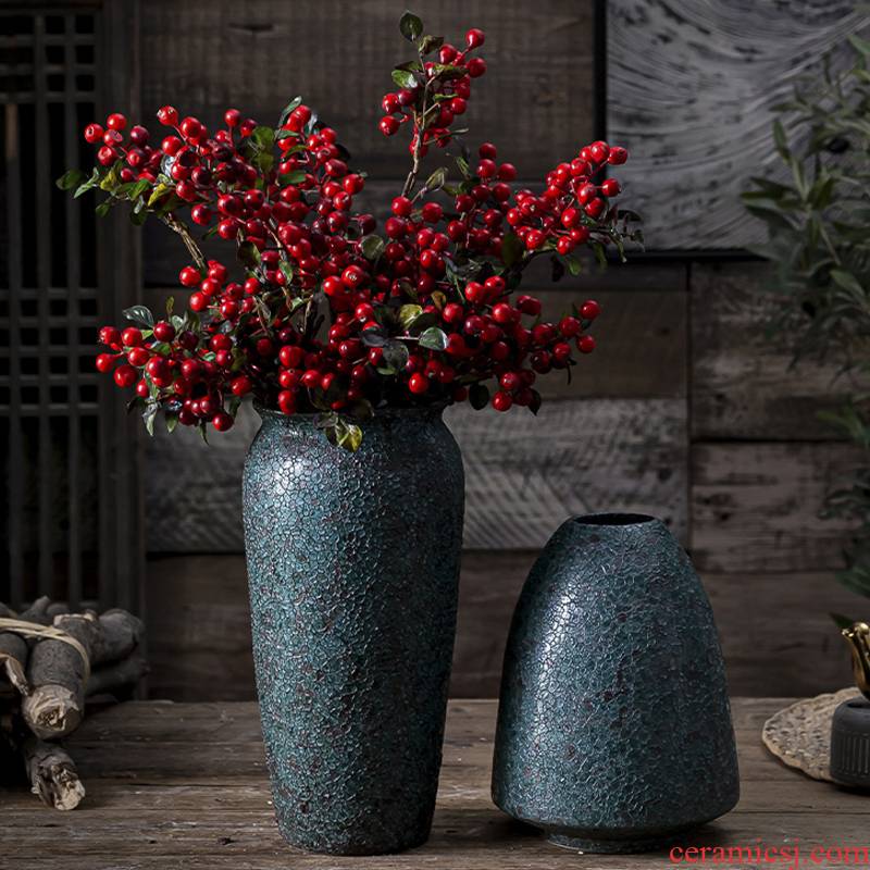 Coarse pottery vases, ceramic flower implement restoring ancient ways manual pottery pot soil dried flowers sitting room zen Japanese home furnishing articles