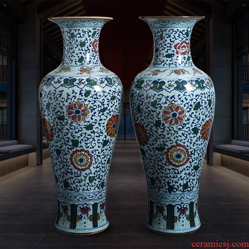 Jingdezhen ceramics extra large antique hand - made furnishing articles new Chinese blue and white porcelain vase sitting room ground decoration