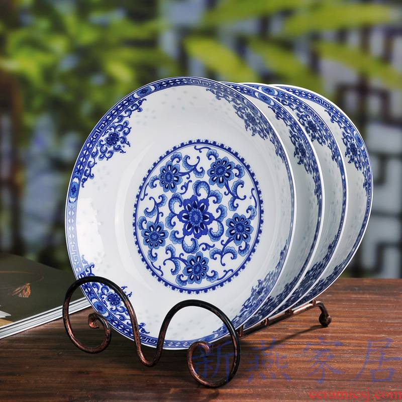 0 home the scene for jingdezhen blue and white porcelain ceramics deep ipads porcelain soup plate FanPan dumplings plate of flat plates