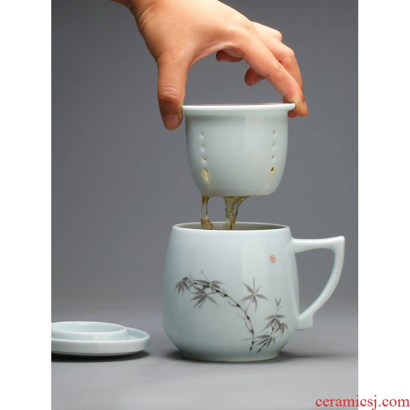 The Poly real boutique scene jingdezhen ceramic filter with cover mark cup tea tea cups to separate office