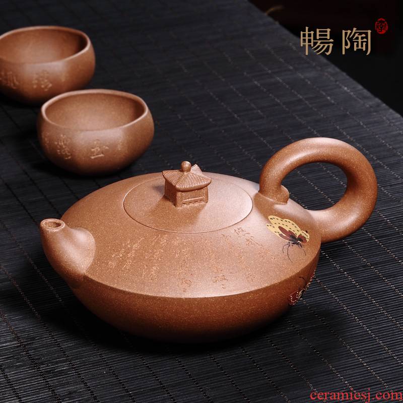 Shadow enjoy famous TaoJianChun 】 all hand it yixing teapot gold old mud butterfly pot of 350 c