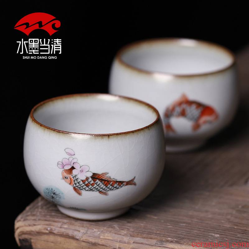 Tea master cup single cup your up hand - made slicing can raise large household sample Tea cup ceramic cups a single individual