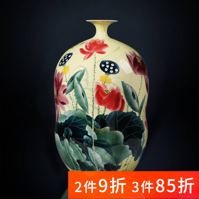 Jingdezhen ceramics powder enamel vase hand - made lotus gourd bottle of flower arranging furnishing articles sitting room of Chinese style household ornaments