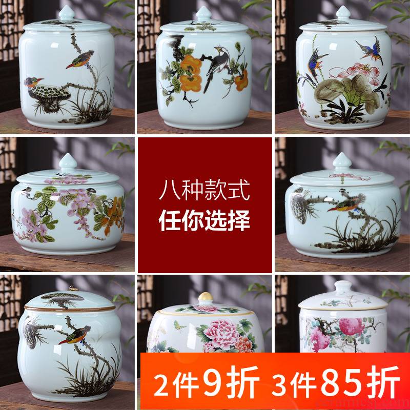 Jingdezhen ceramics hand - made large storage tank caddy fixings with cover pot sitting room of Chinese style household act the role ofing is tasted furnishing articles