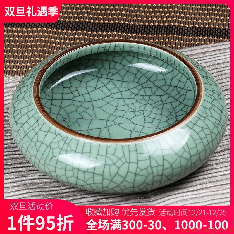 Jingdezhen ceramic writing brush washer crack glaze ceramic ashtray large tea wash to creative furnishing articles melon shell waste cylinder