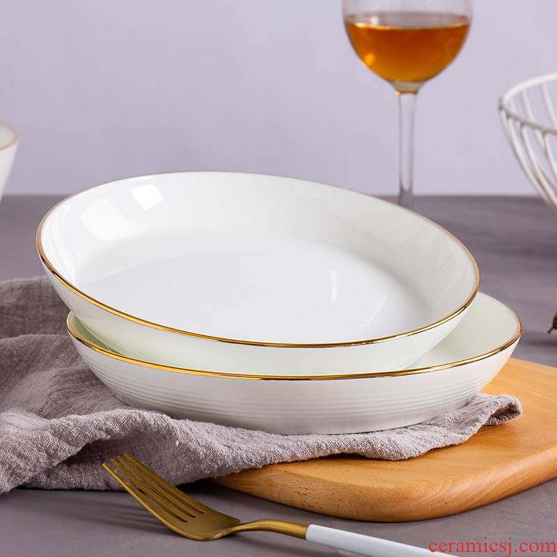 Jingdezhen porcelain ipads Nordic creative household new web celebrity ins up phnom penh white ceramic plate deep food dish