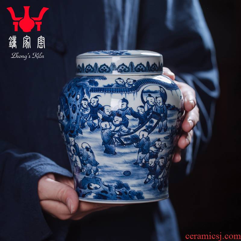 Clock home up ceramic tea pot home jingdezhen porcelain maintain figure figure POTS sealed jar hand - made the ancient philosophers