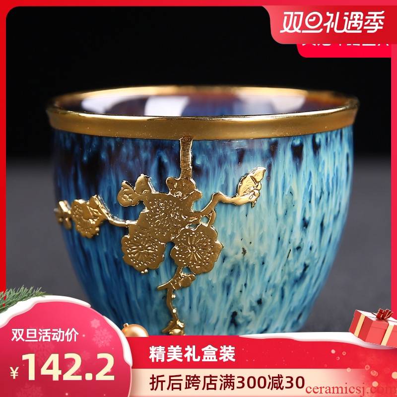 Artisan fairy silver cup up master cup ceramic household pure manual kung fu tea by patterns sample tea cup