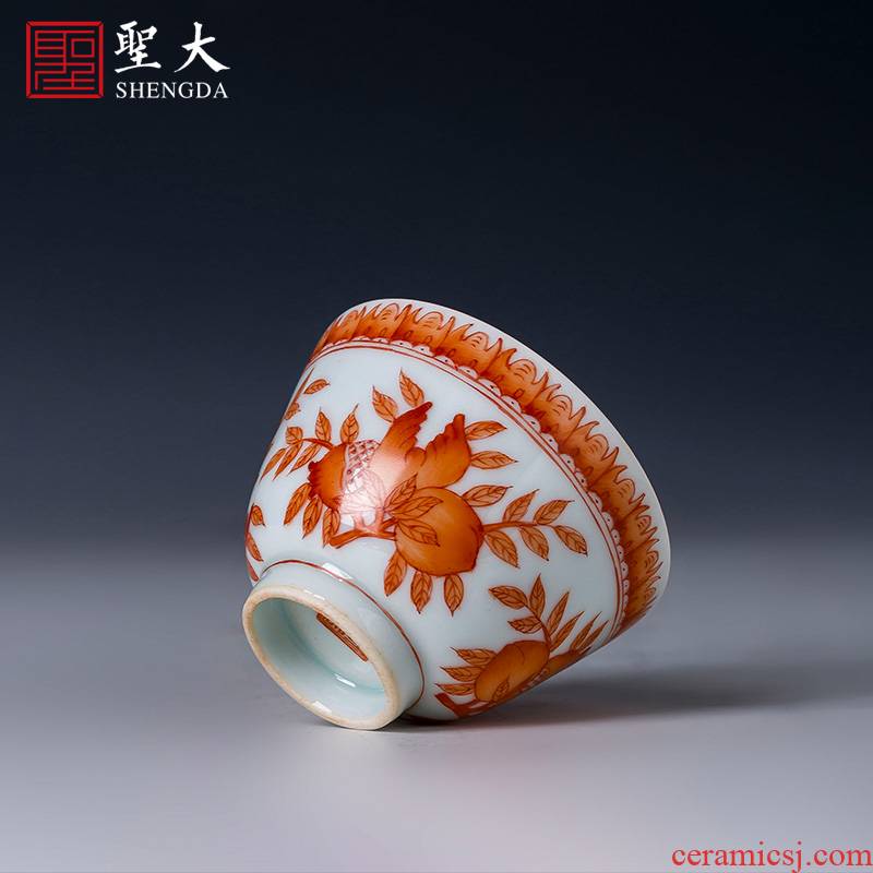 Holy big cup sample tea cup hand - made ceramic kungfu alum red see colour ave sanduo masters cup of jingdezhen tea service by hand