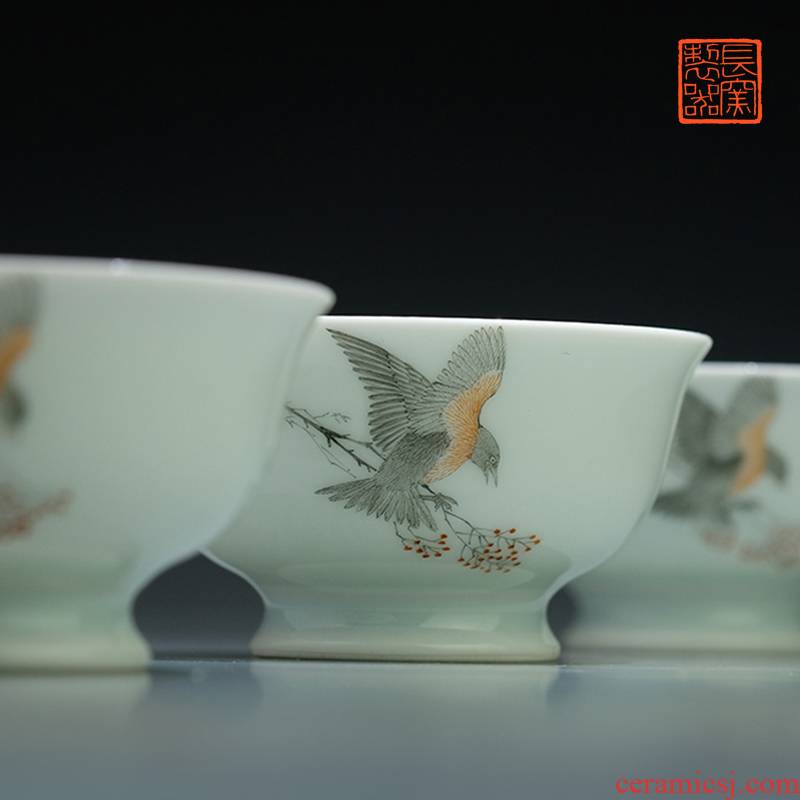 Rare and offered the home - cooked ju long up controller color ink figure view taste a cup of tea cups sample tea cup of jingdezhen ceramic tea set by hand