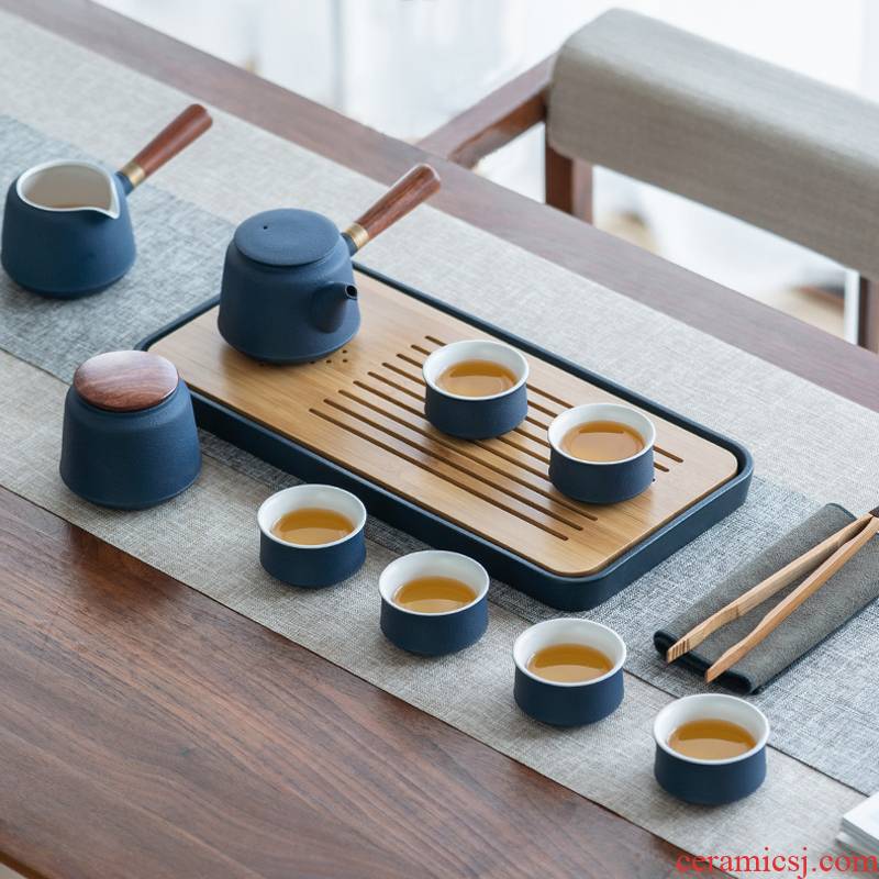 Bincoo kung fu tea set suit household small set of simple office ceramic teapot side storage type dry tea tray