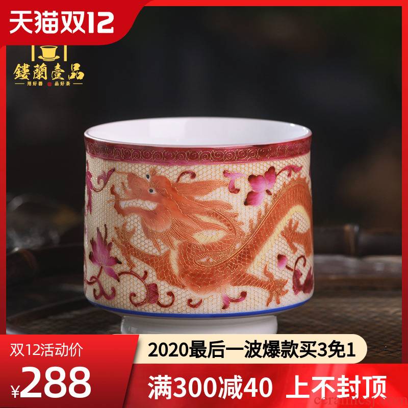 Jingdezhen ceramic cups pure manual dragon cup personal cup masters cup single CPU wire inlay enamel see colour tea cups