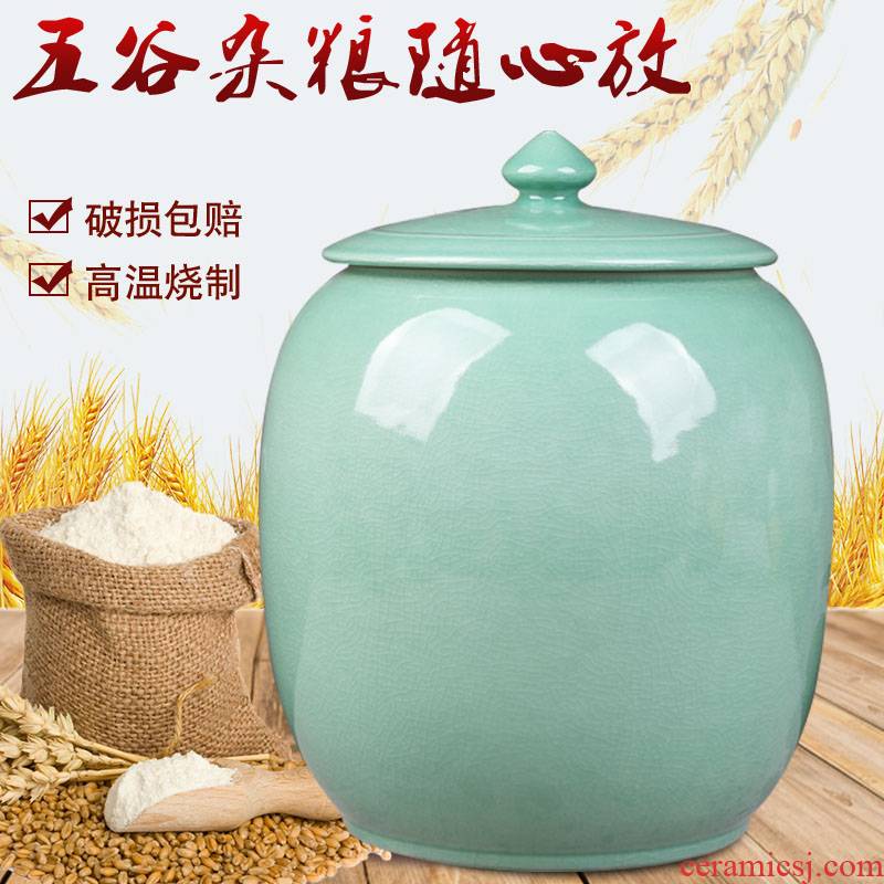 Jingdezhen barrel ricer box ceramics with cover surface oil tank household seal m tea pot moisture storage tank