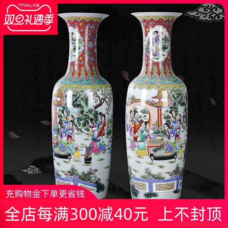 Jingdezhen ceramics high ground large vase pastel hand - made had twelve gold hair pin sitting room hotel furnishing articles