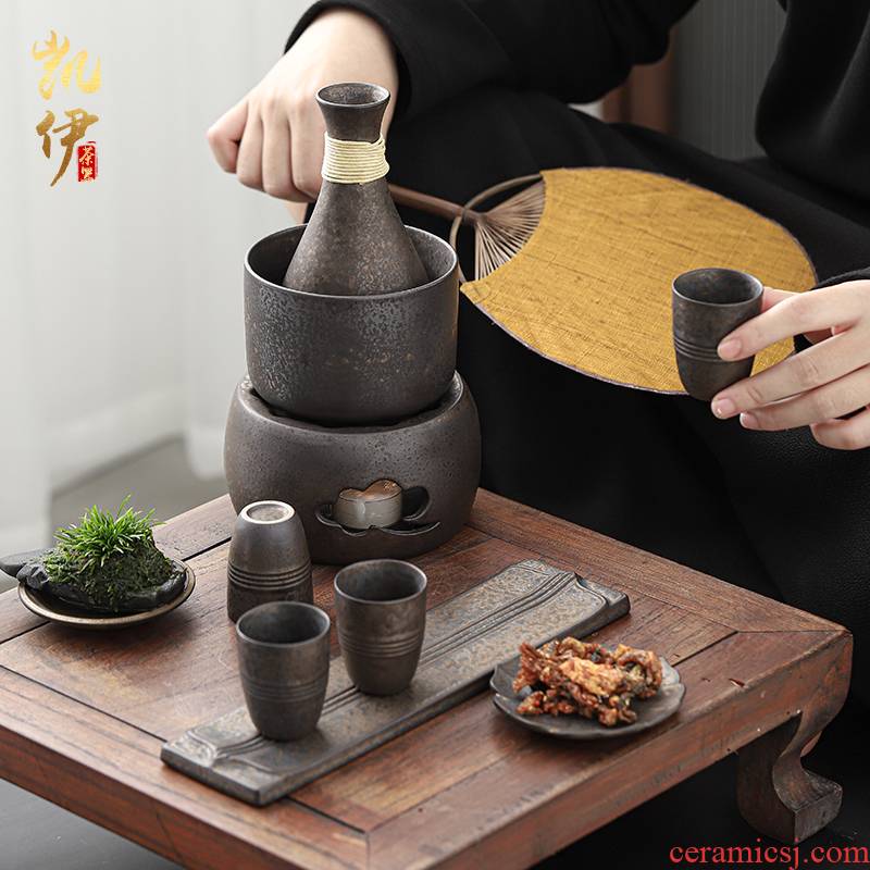 Gold ceramic wine warm boiled hot hip household rice wine wine warm wine pot liquor wine wine suits for