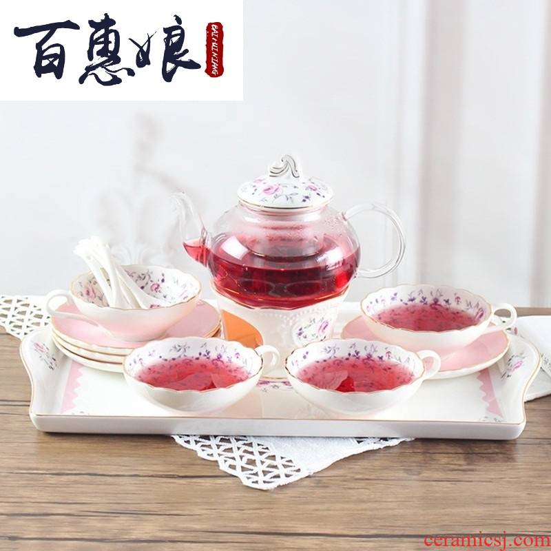 (niang scented tea tea set tea ceramic teapot with heating base heat - resistant glass tea cooked fruit tea in the afternoon