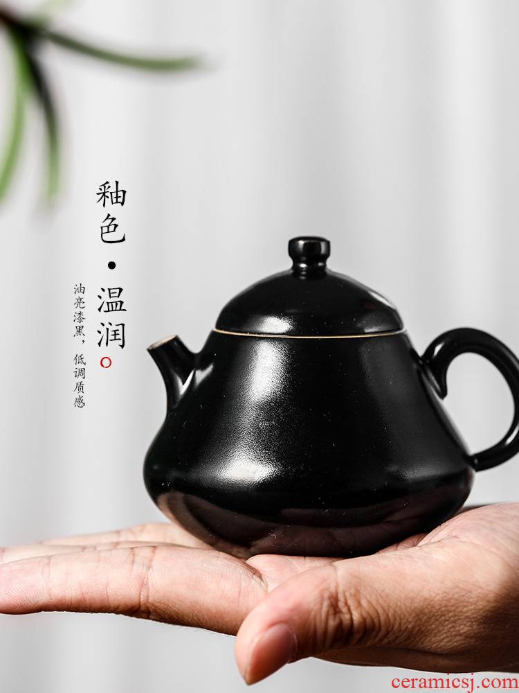 Jingdezhen ceramic teapot Chinese trumpet kunfu tea teapot all hand high temperature color glaze ball hole, single pot