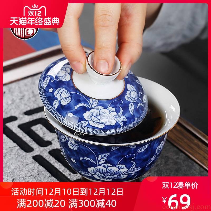 Chinese style restoring ancient ways of household ceramics tureen tea, green tea bowl large kung fu tea set item use 200 ml