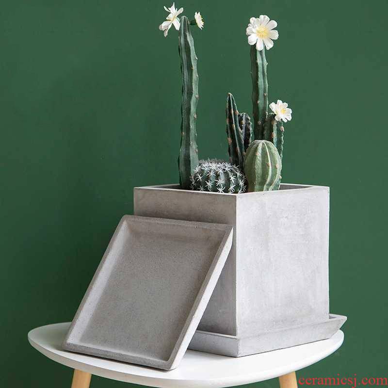 Is suing fleshy green plant square cement flowerpot tray magnesium mud receptacle base mat contracted Nordic style