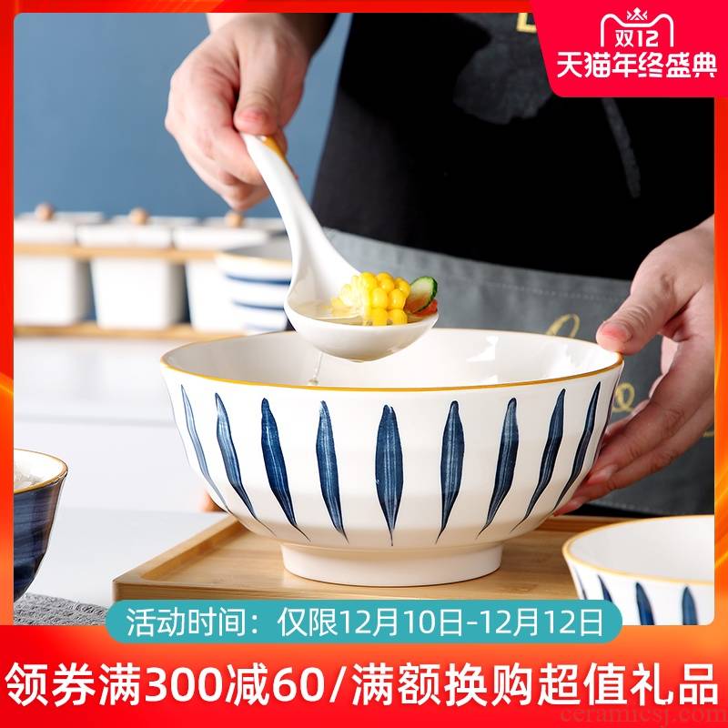 Jingdezhen ceramic bowl household tureen large creative move web celebrity glaze color tableware under a single salad bowl such as always