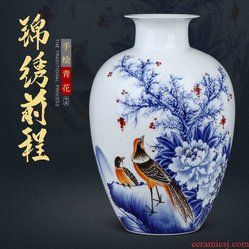 Jingdezhen ceramics famous hand - made vases furnishing articles living room flower arranging Chinese style household adornment TV ark