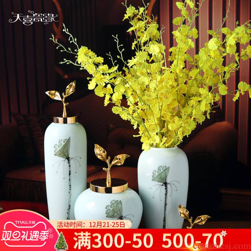 Modern new Chinese style ceramic vase furnishing articles sitting room hall table, TV ark, flower arrangement, household soft adornment