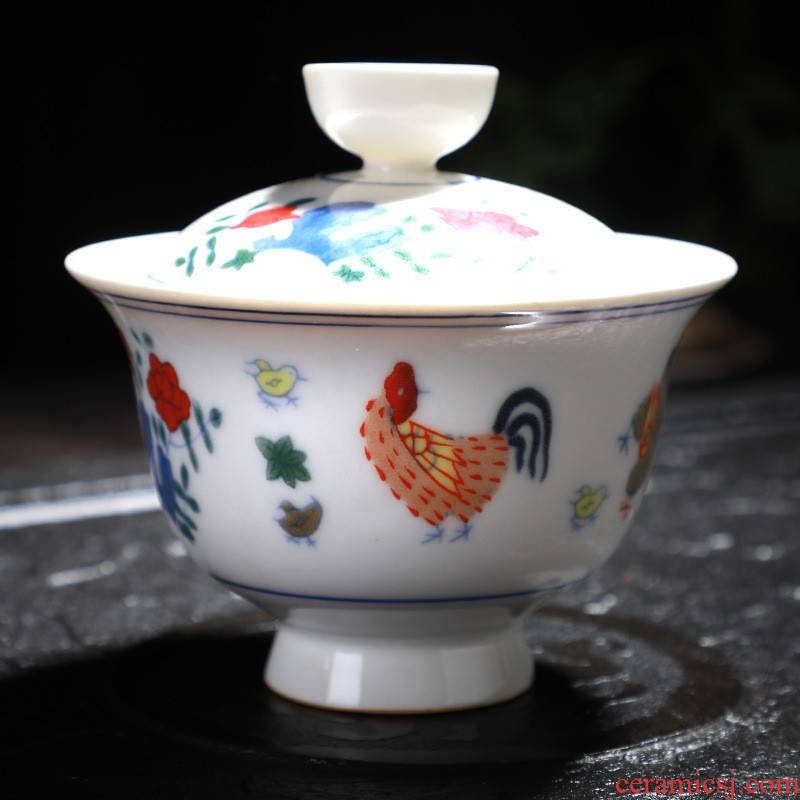 Hui shi restoring ancient ways do old tureen chicken ceramic cylinder cup tea tureen large three bowl only worship kung fu tea cups