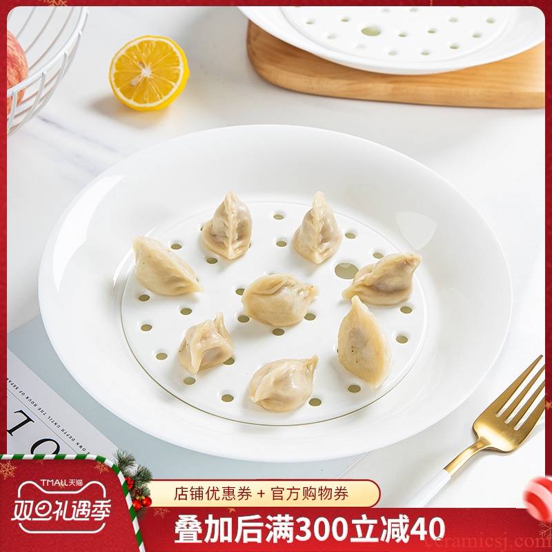 Jingdezhen porcelain ipads dumplings home round fruit plate plate plate plate tableware ceramic double drop dumplings plate