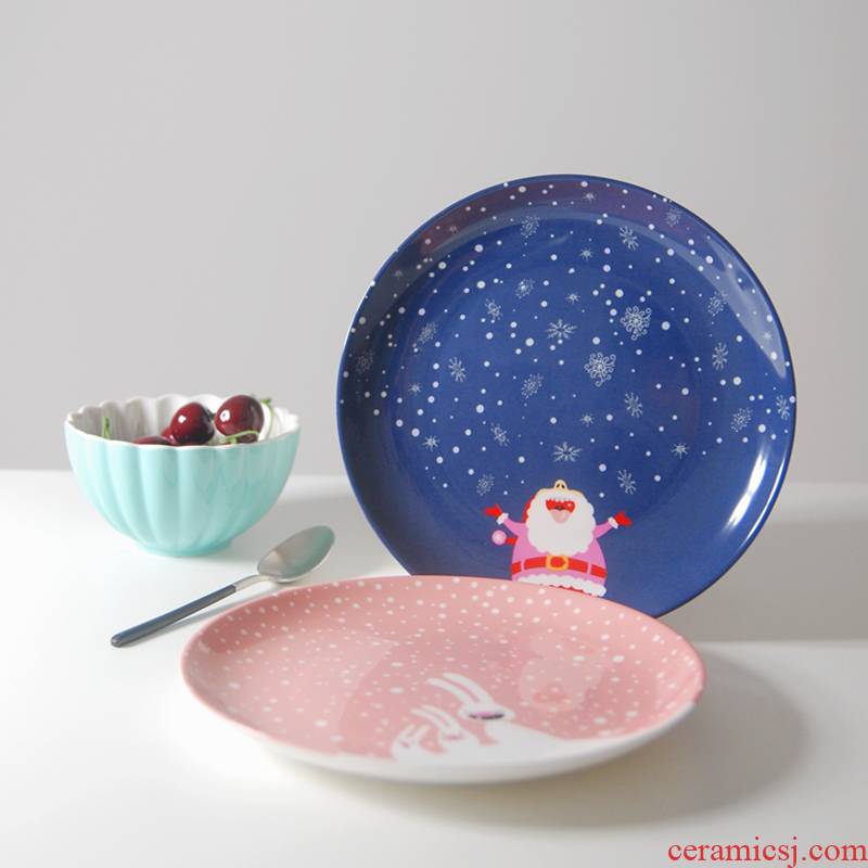 The Nordic idea home Christmas ceramic dish dish dish beefsteak plate tableware breakfast dish pizza, fruit plates