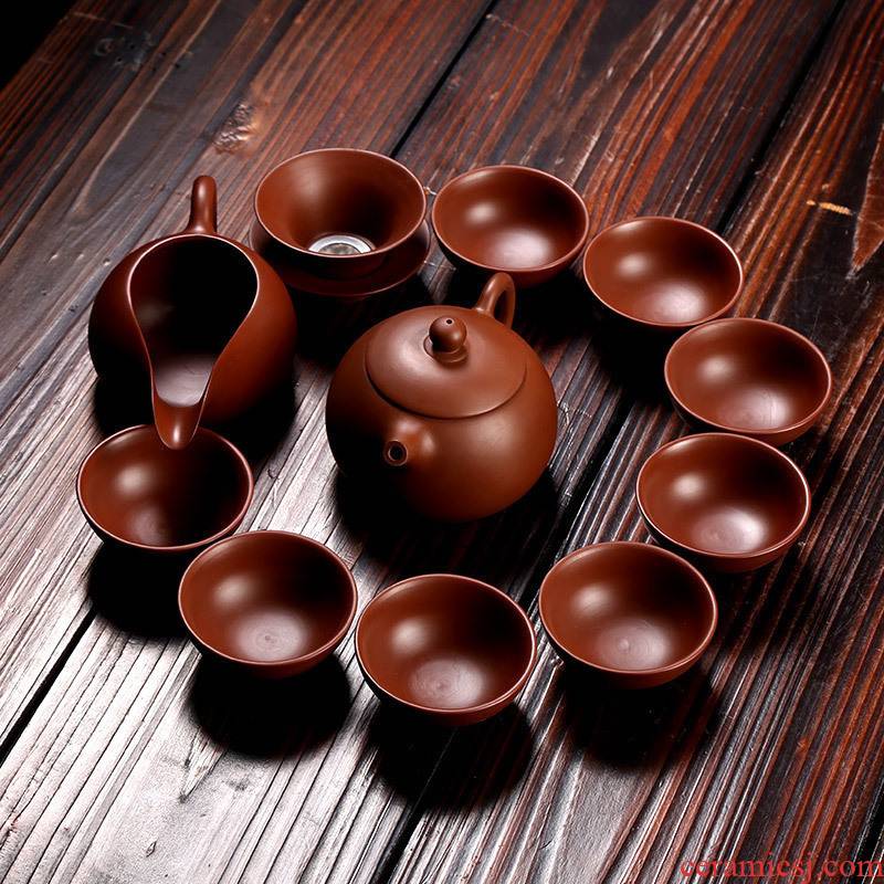 Kung fu tea set yixing purple sand tea cup home 6 contracted and I ceramic teapot set office