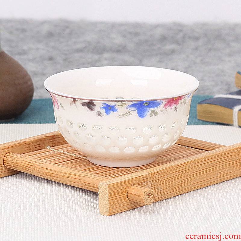 Jingdezhen ceramic kung fu small tea cup, blue and white porcelain bowl household sample tea cup violet arenaceous pure manual master CPU