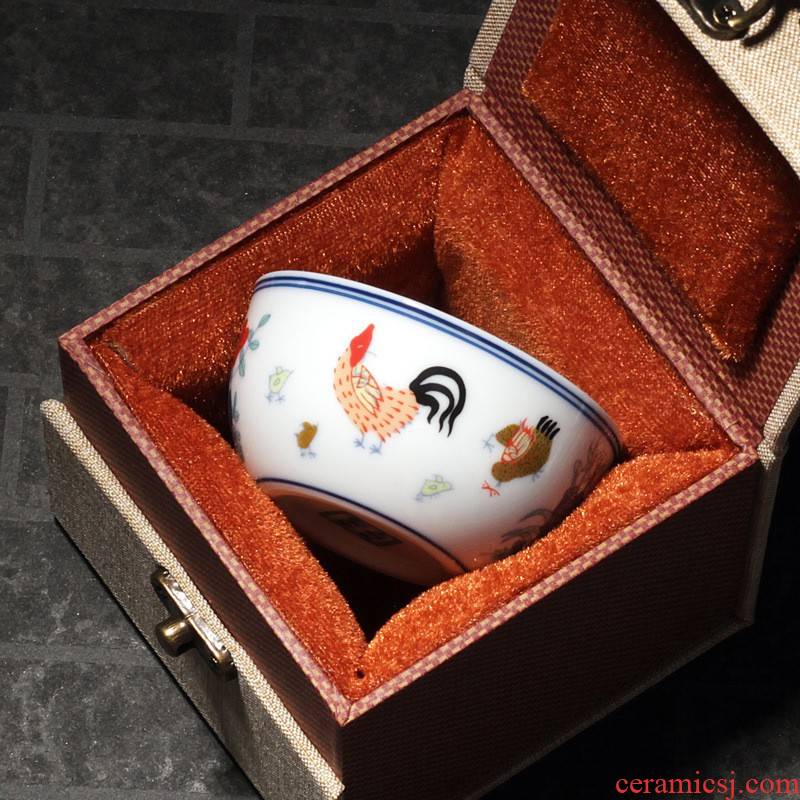 Hui shi chicken cylinder cup 280 da Ming chenghua bucket color pure manual play archaize ceramic cups tea hand - made of the master