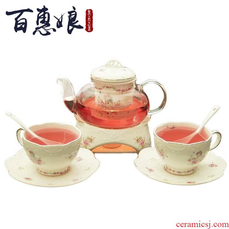 (niang ceramic teapot set cooked fruit teapot teacup insulation thickening high - temperature heating glass tea set
