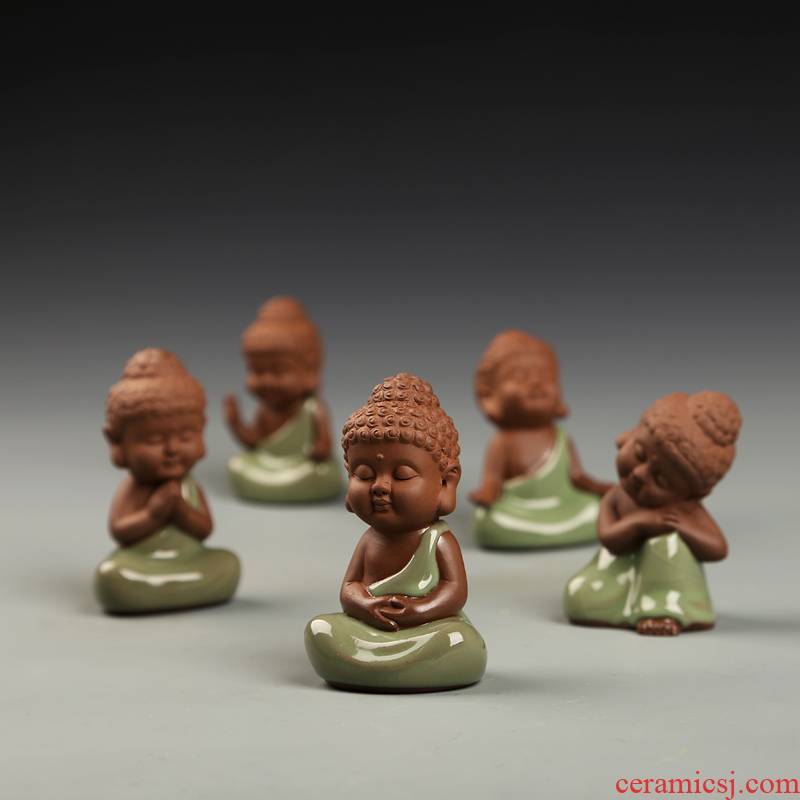 Hui shi ceramic tea pet furnishing articles travel. Like small creative meat platter, lovely small Q version of the tathagata Buddha decorations