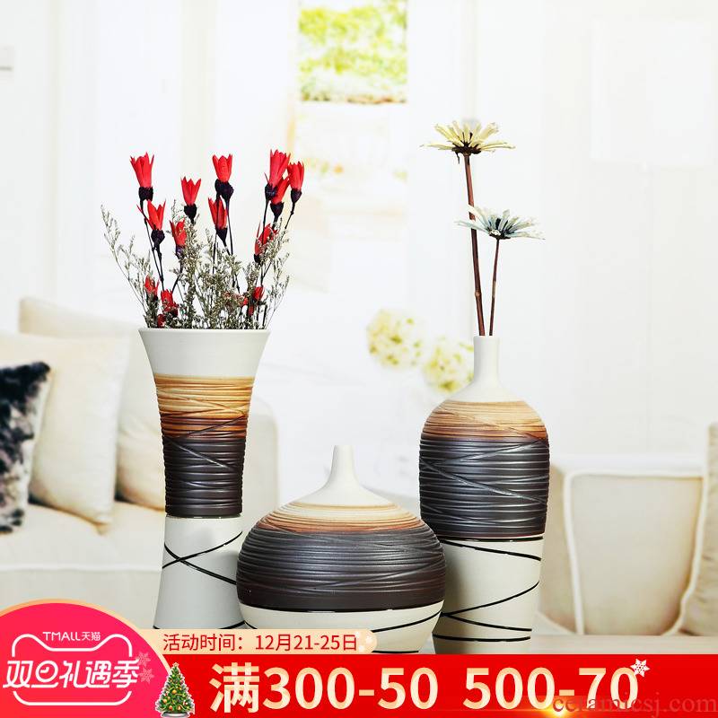 Jingdezhen ceramic simple flower implement modern furnishing articles three - piece creative living room TV cabinet home decoration vase