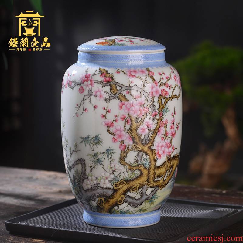 Jingdezhen ceramic hand - made pastel MeiKaiWuFu caddy fixings all hand receive tank storage POTS crafts