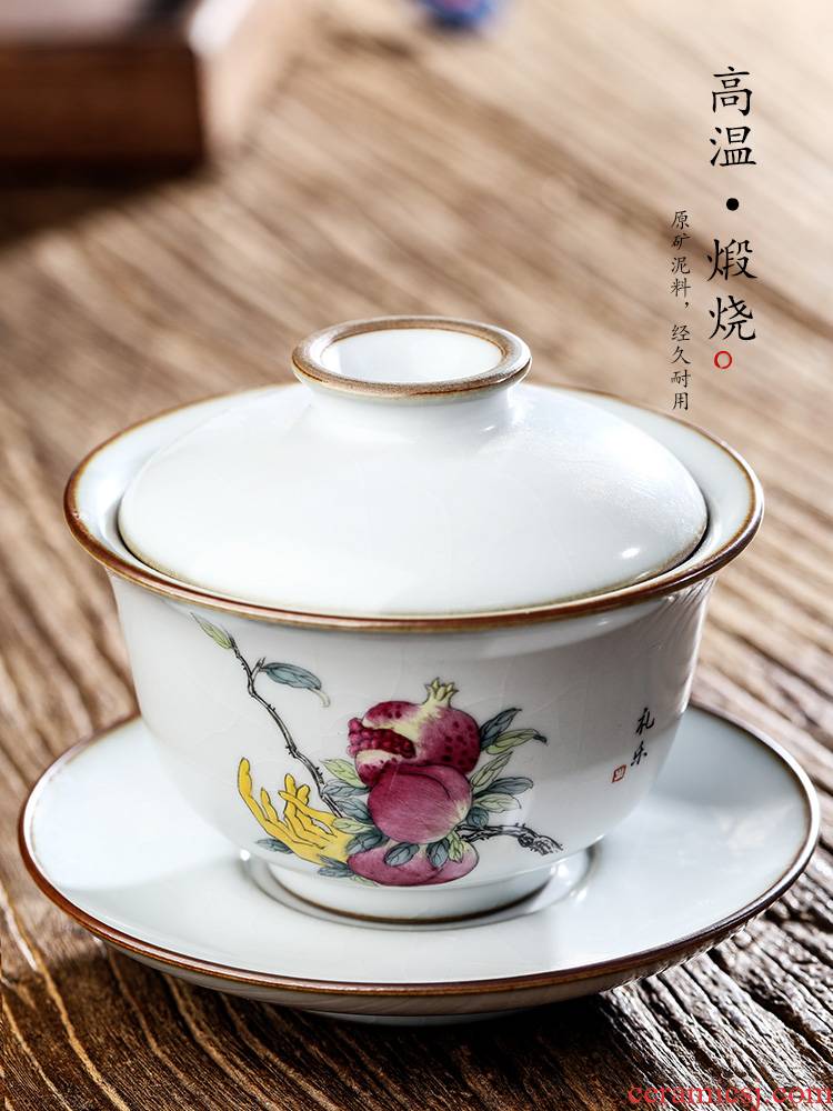 Jingdezhen your up only three tureen tea tea cups pure manual open the slice to use hand - made ceramic kung fu tea set