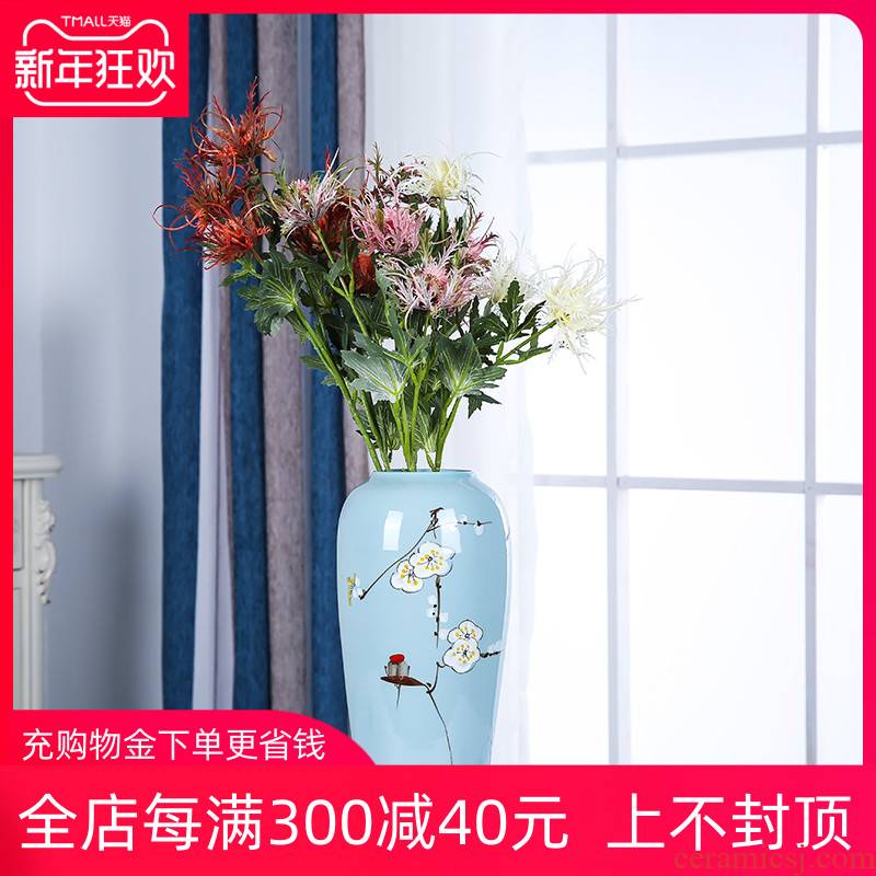 Jingdezhen ceramics three - piece flower vase of new Chinese style household, sitting room ark, flower arranging, adornment is placed