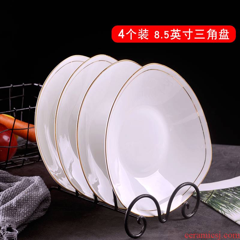 Jingdezhen ceramic plate hand gold 】 【 4 suit creative household Nordic dishes food dish