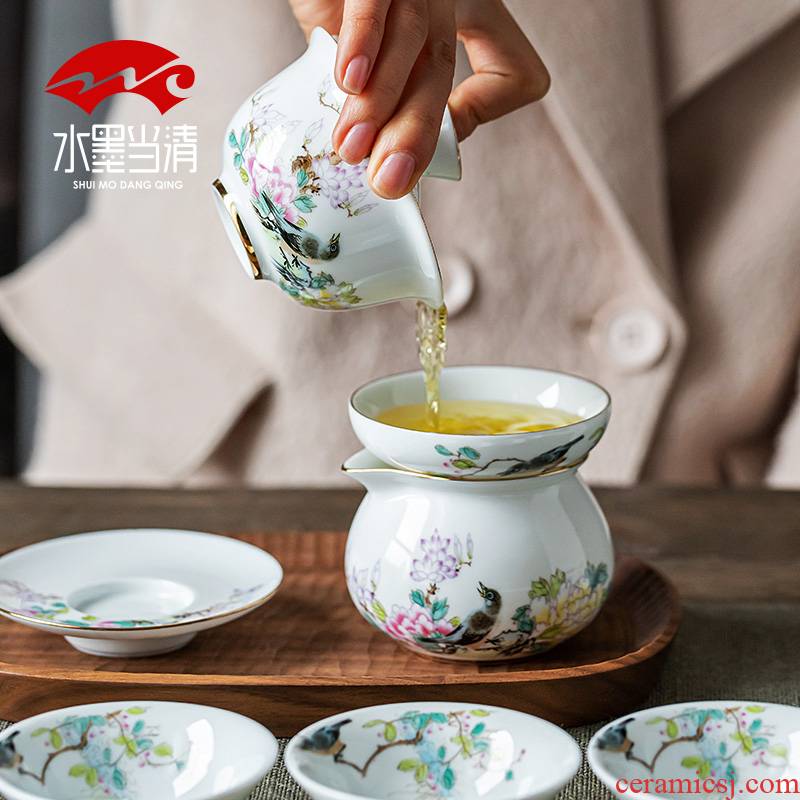 Jingdezhen porcelain tea set thin foetus up phnom penh household ceramic tea tureen kung fu tea cups office receives a visitor